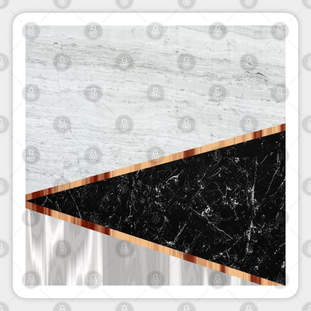 preppy scandinavian minimalist geometric pattern black white marble Magnet by Tina